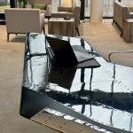 Desk made from upcycled tailplane from an Electric Lightning aircraft